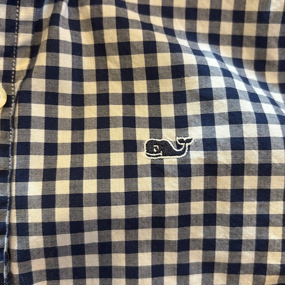 Vineyard Vines boys Blue and White checkered plaid Casual Button Down Shirt med - Picture 3 of 10